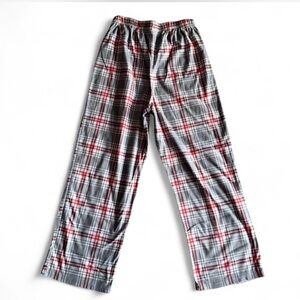 UP LATE Boys Plaid Fleece Pajama Pants Size L (10/12) Red Grey
